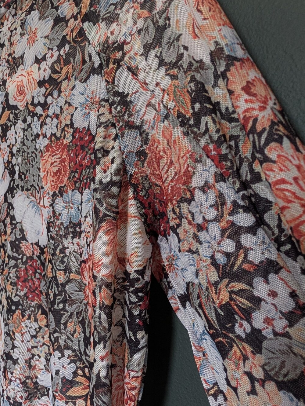 Floral Long Sleeve Mesh Top in Multicolor - Picture 5 of 5
